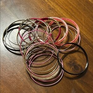 Elegant Gold and Pink set of 21 Bangle Set